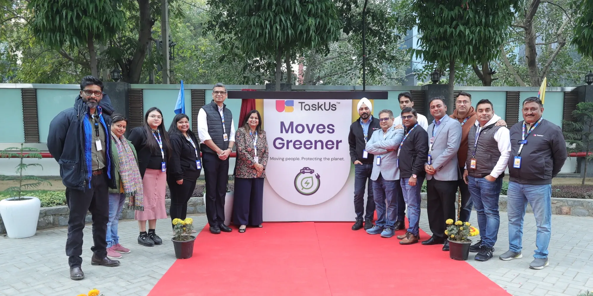 TaskUs team members at the Moves Greener sustainability campaign launch.